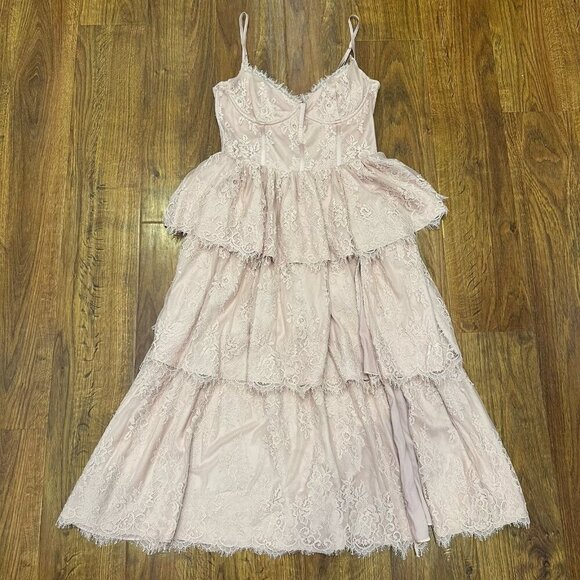 V.Chapman Mia lace dress in dust rose 8 - Picture 2 of 6